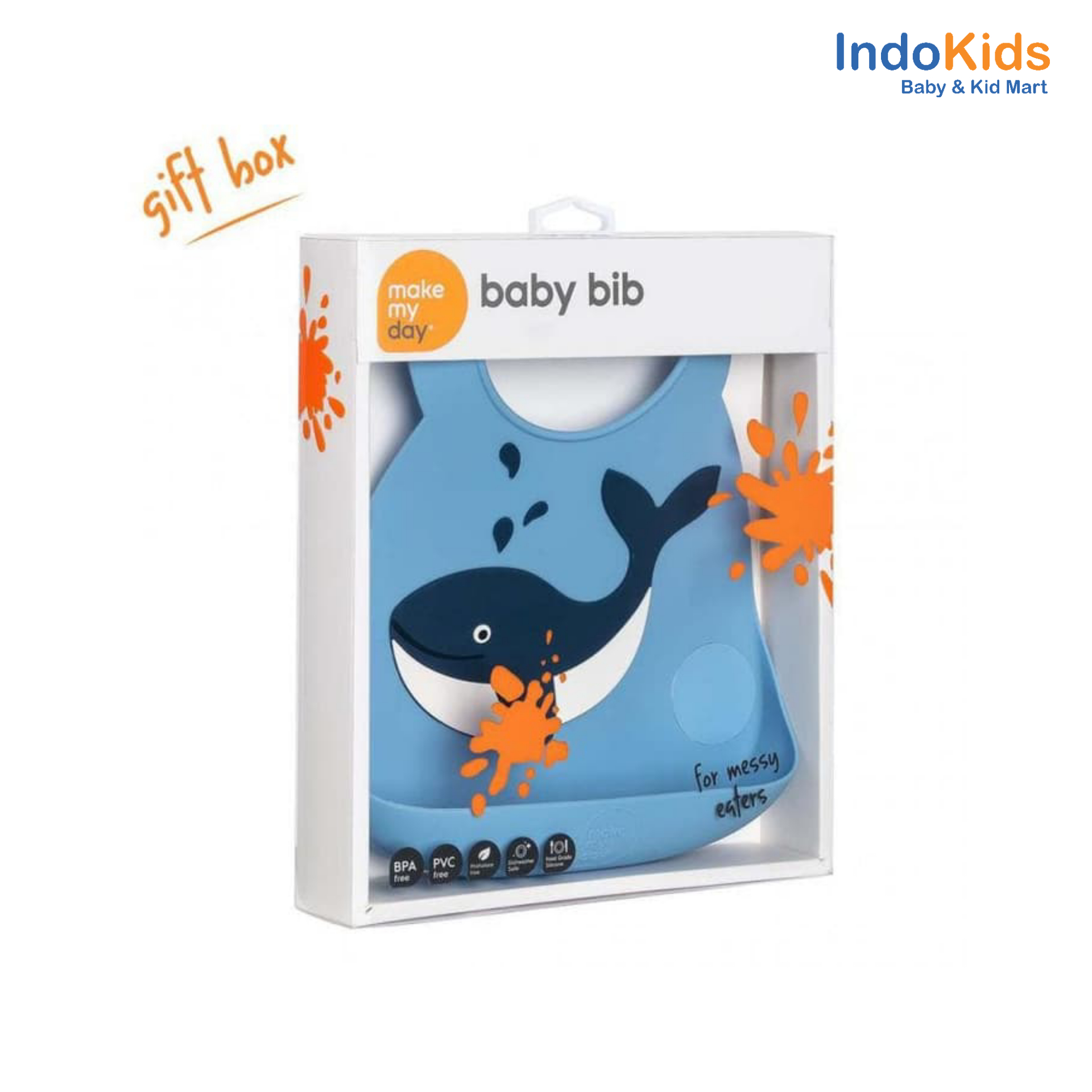 Make My Day Silicone Bib - Whale