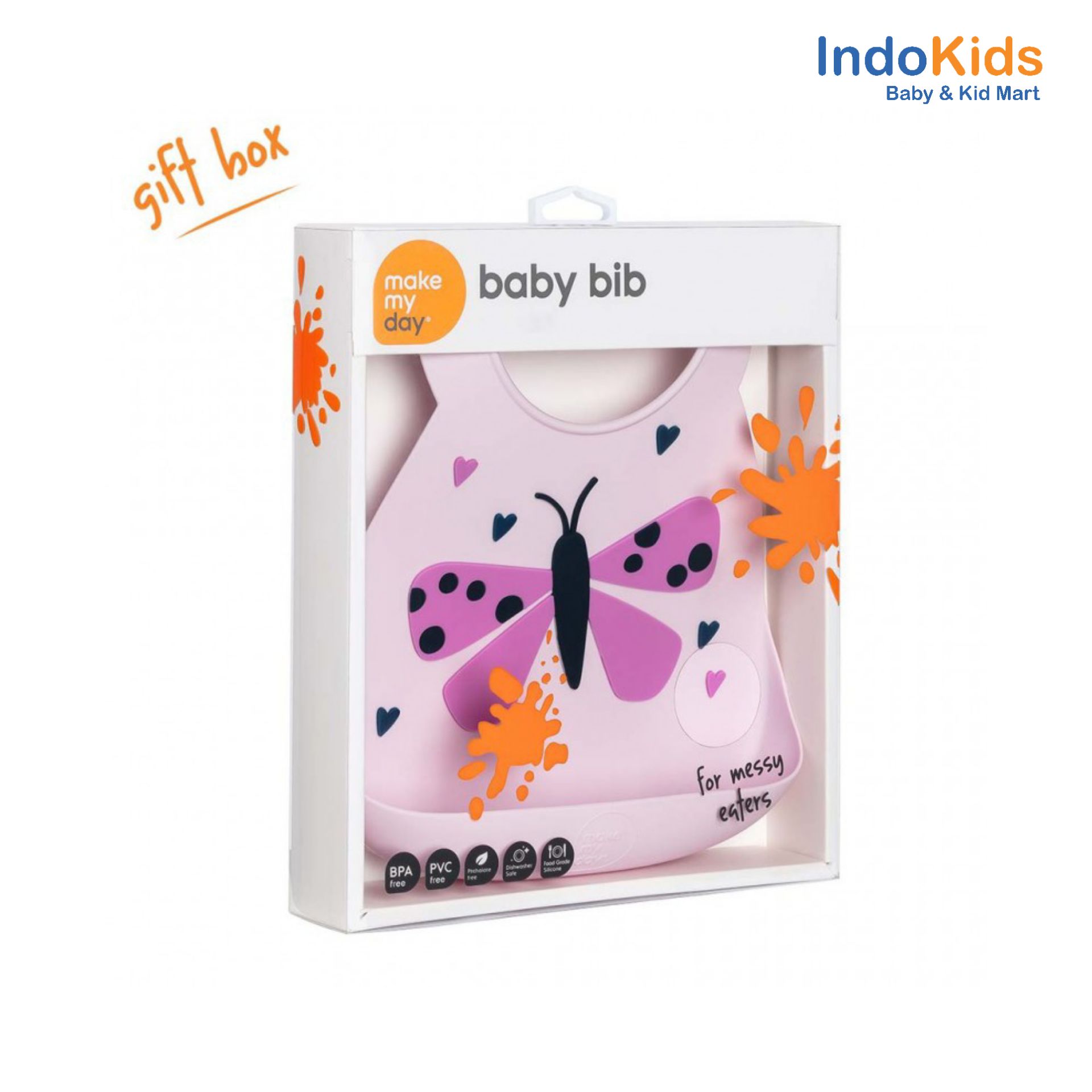 Make My Day Silicone Bib - Butterfly