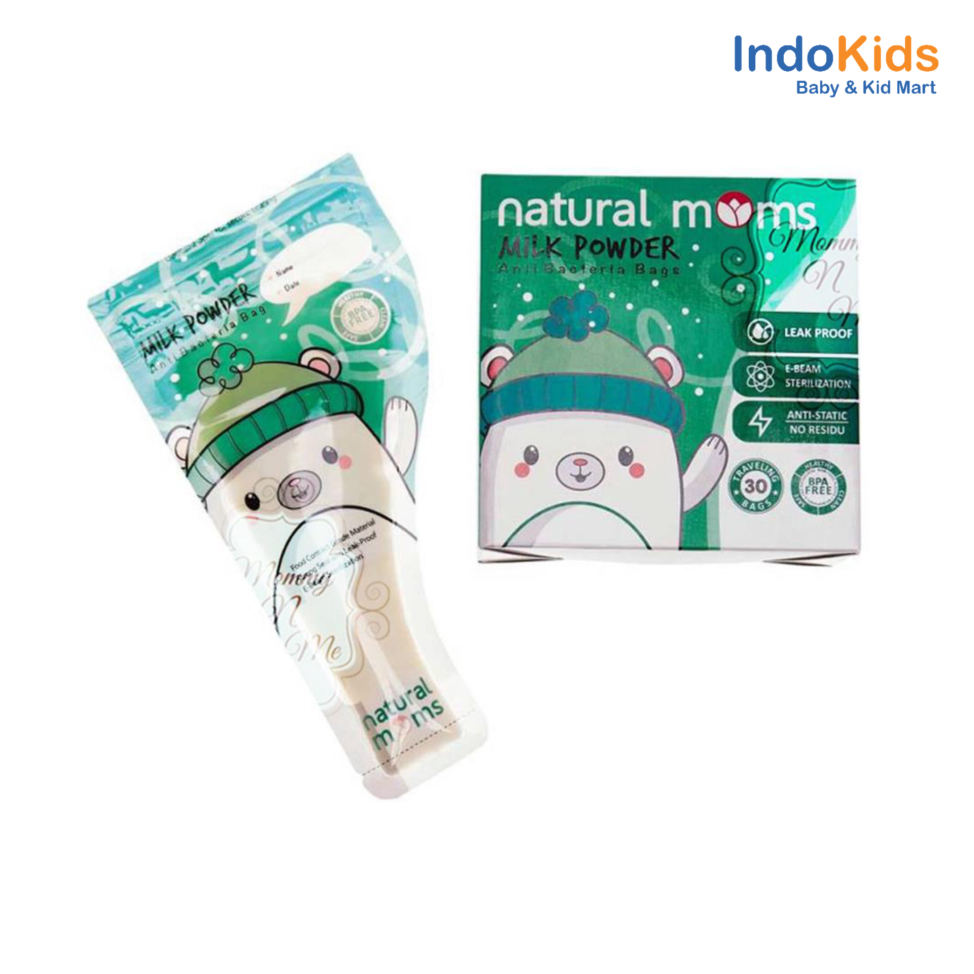 Natural Moms Milk Powder Anti Bacteria Bags Green