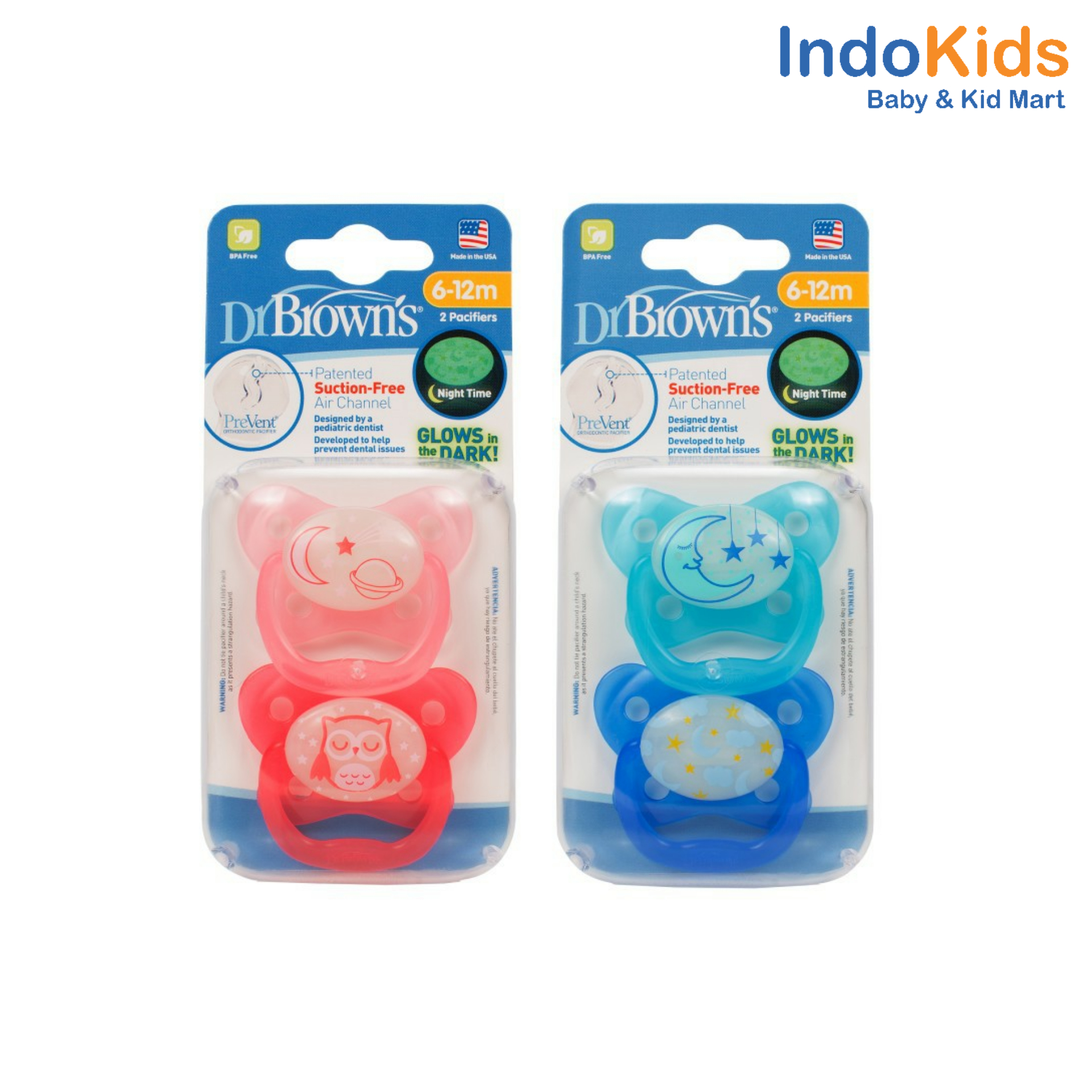 Dr. Browns Pacifier PreVent Glows In The Dark 6-12M (Stage 2)