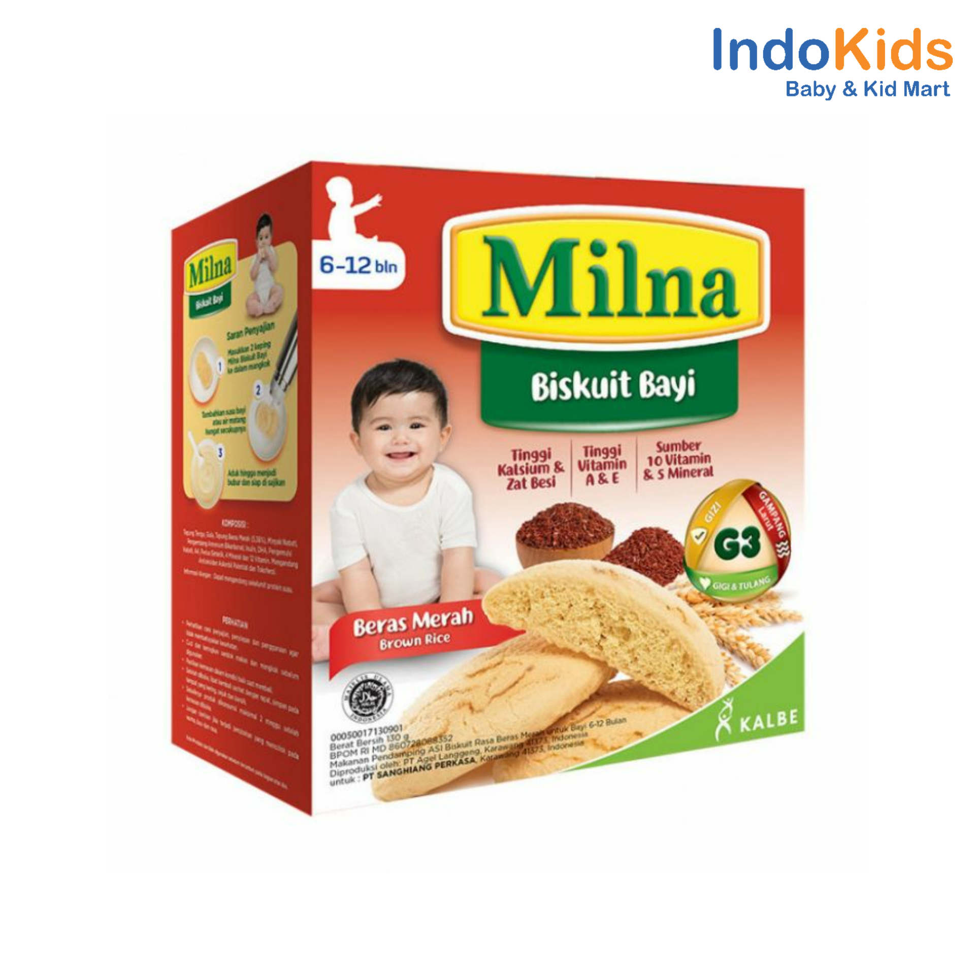 Milna Biskuit Bayi 6M+ Beras Merah