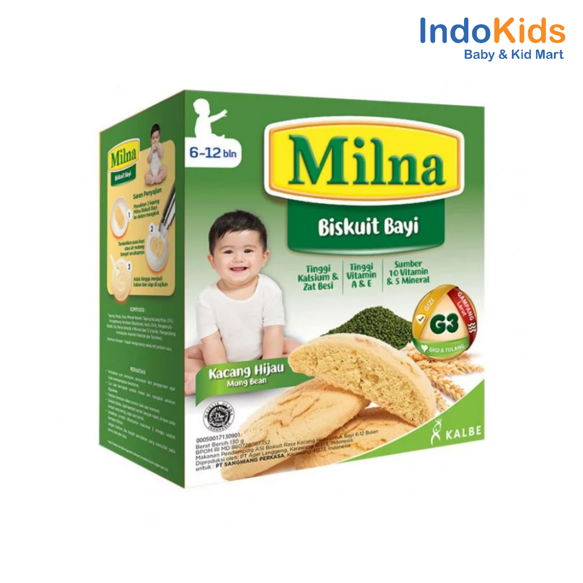 Milna Biskuit Bayi 6M+ Kacang Hijau