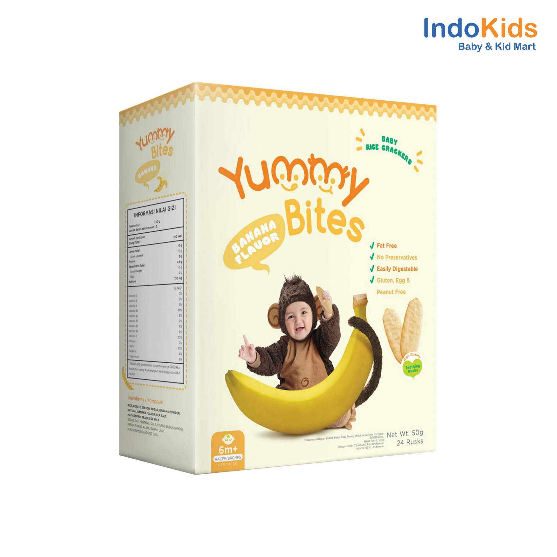 Yummy Bites Baby Rice Crackers Banana 50gr