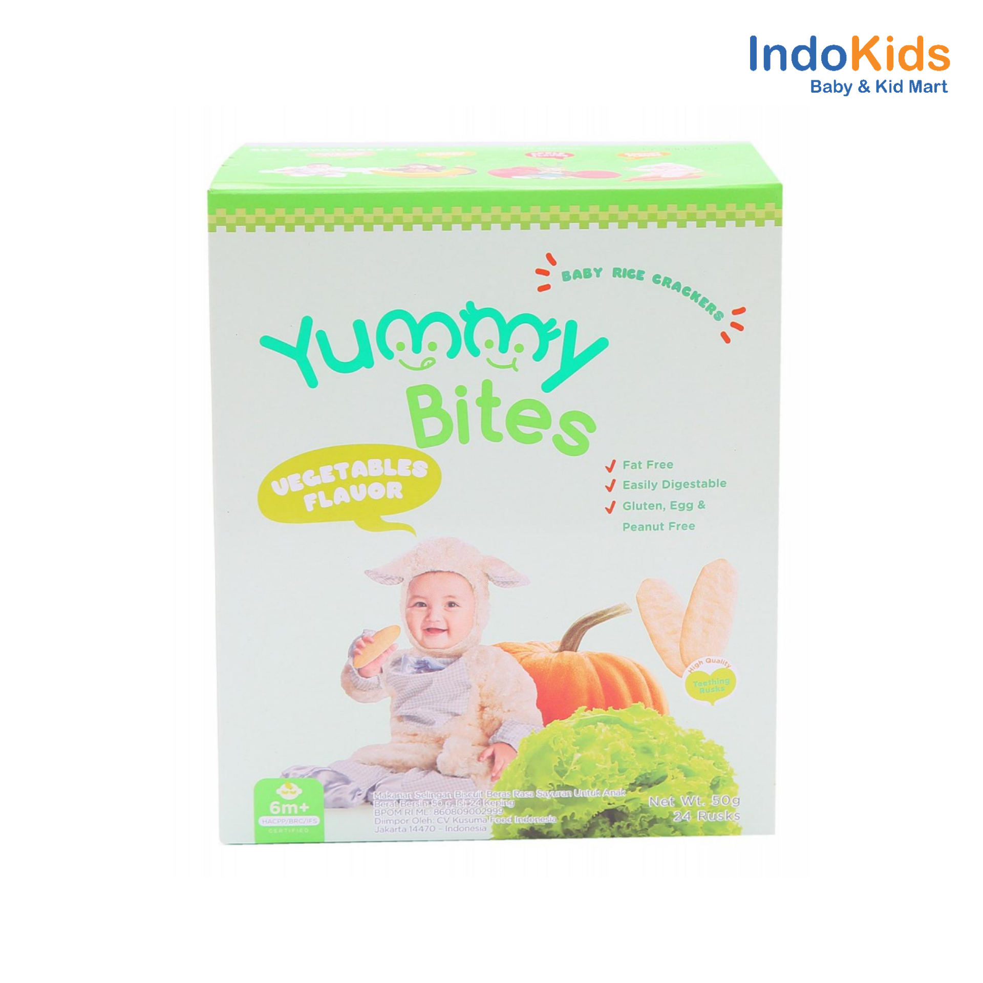Yummy Bites Baby Rice Crackers Vegetable 50gr