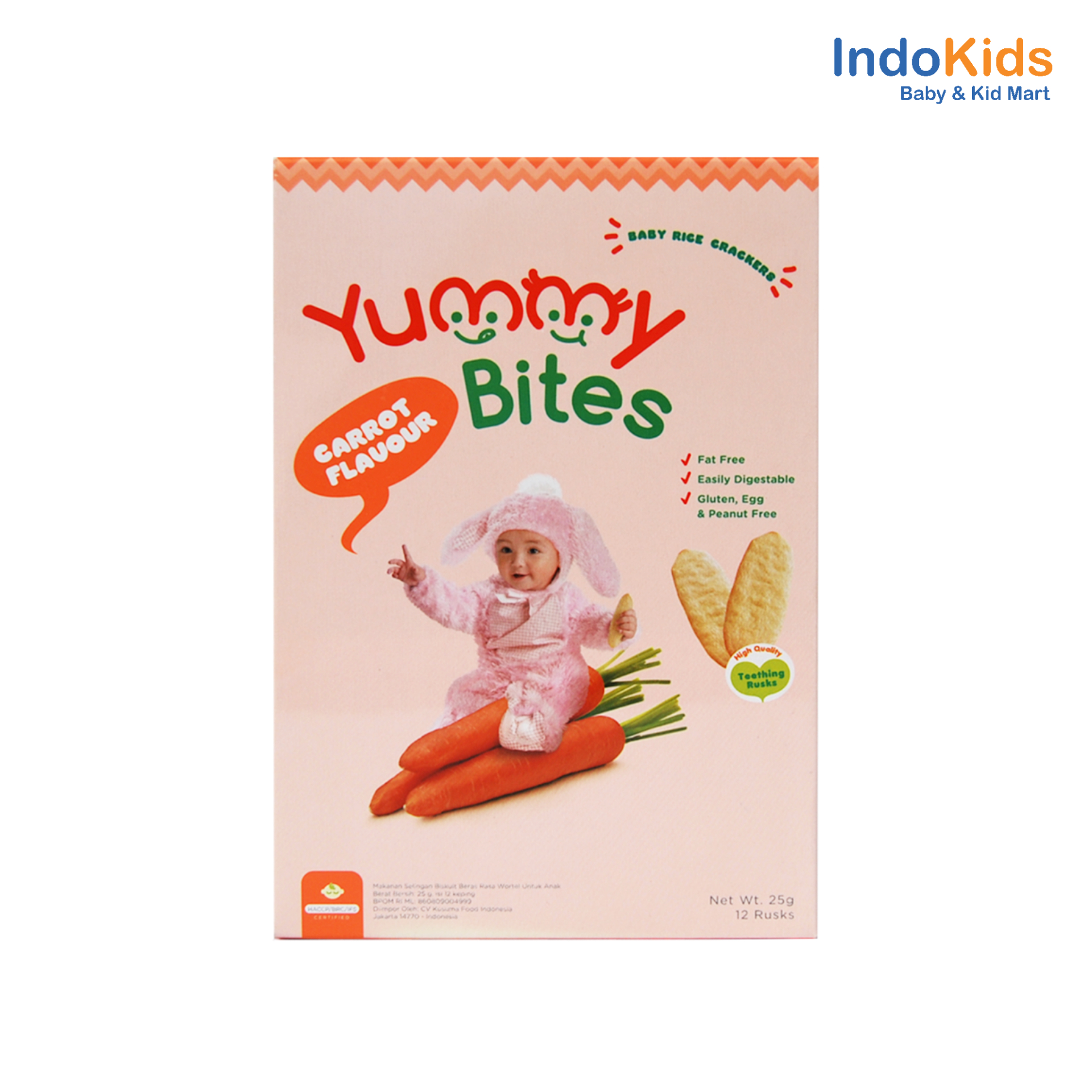 Yummy Bites Baby Rice Crackers Carrot 25gr