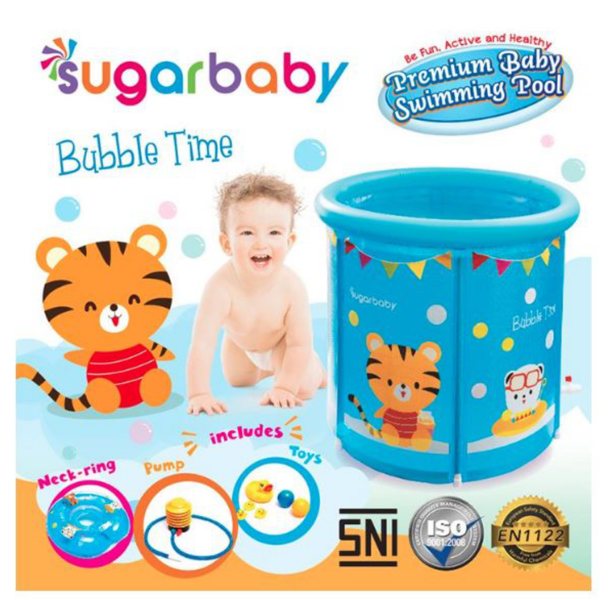 Sugar Baby Premium Baby Swimming Pool - Bubble Time - Blue
