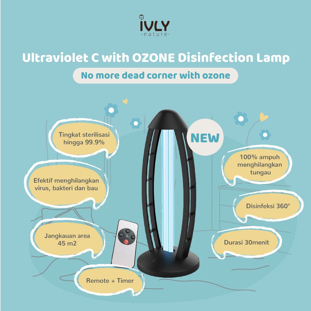 Ivly Ultraviolet C with Ozone Disinfectant Lamp Virus Free